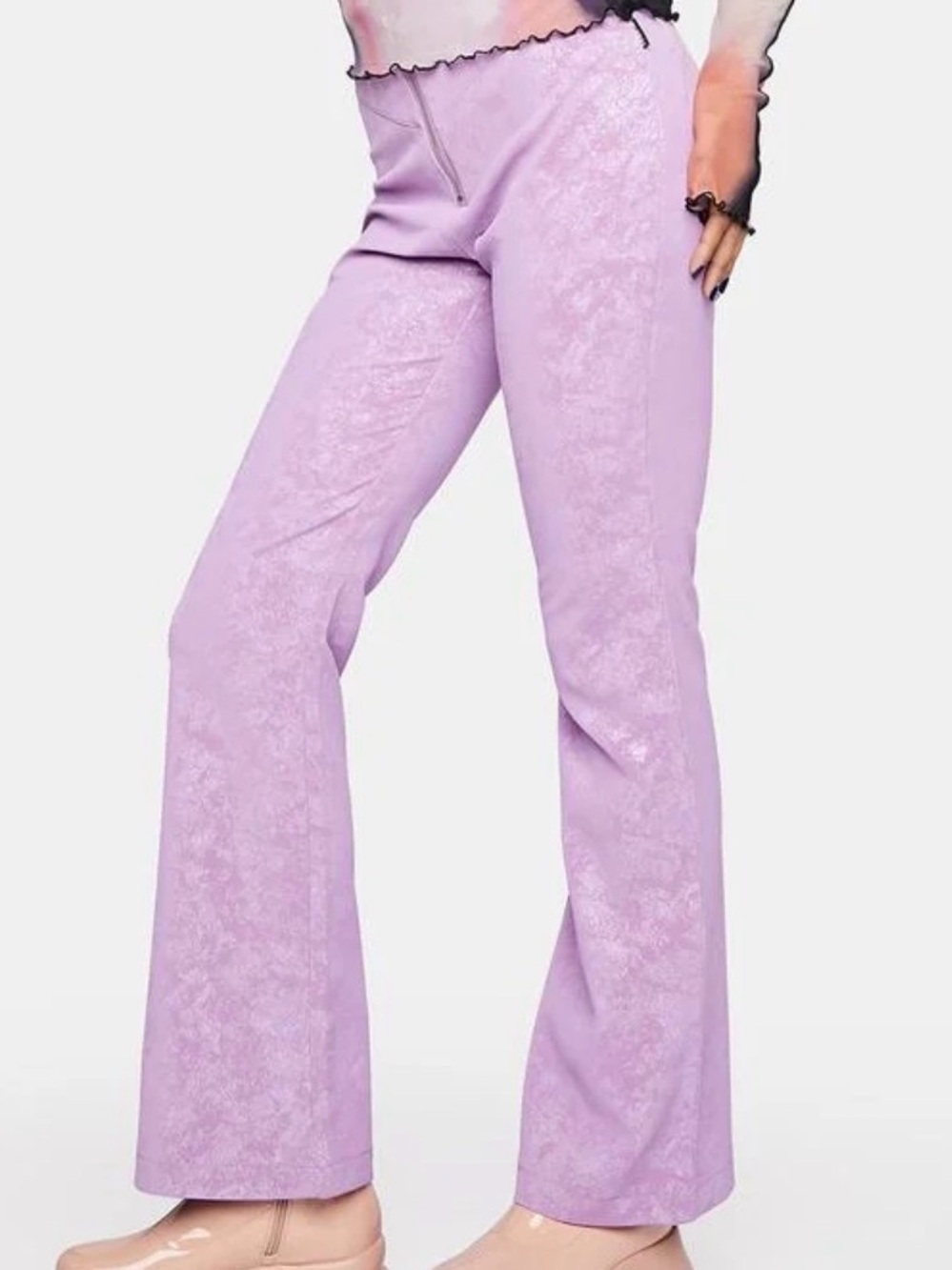 Zemeta for Dolls Kill "Villio" Light Purple Vegan Leather High-Waist Pants SZ.S